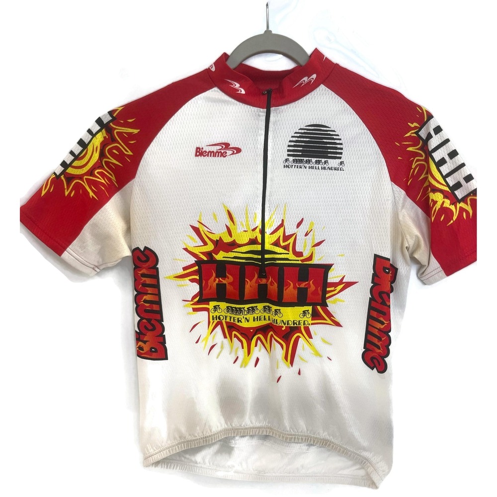 Biemme Cycling Jersey Shirt Mens Large White Red HHH Hotter'N‎ Hell 100 Texas